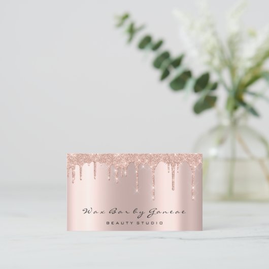 Krachtige wasstreepjes glitter druist Roos roze Visitekaartje (Staand voorkant)