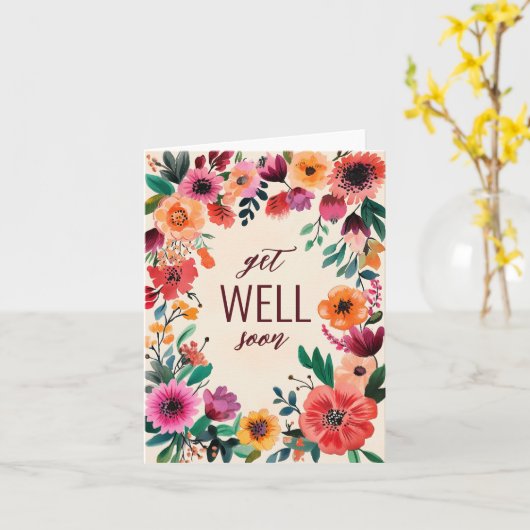 Krachtige waterverf bloemenpracht WEL BALD OP BEST Kaart (Gele Bloem)