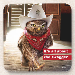 Krachtige Westerne Sheriff Owl met Attitude & Swag Bier Onderzetter
