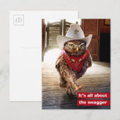 Krachtige Westerne Sheriff Owl met Attitude & Swag Briefkaart (Voorkant / Achterkant)