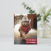 Krachtige Westerne Sheriff Owl met Attitude & Swag Briefkaart (Staand voorkant)