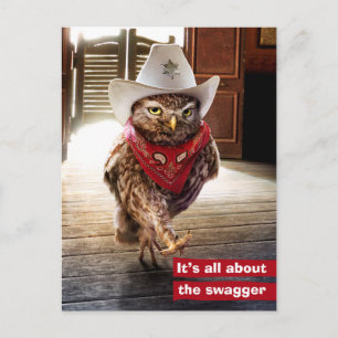 Krachtige Westerne Sheriff Owl met Attitude & Swag Briefkaart