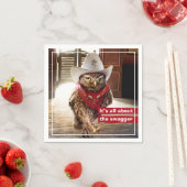 Krachtige Westerne Sheriff Owl met Attitude & Swag Servet (Insitu)