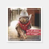 Krachtige Westerne Sheriff Owl met Attitude & Swag Servet (Voorkant)