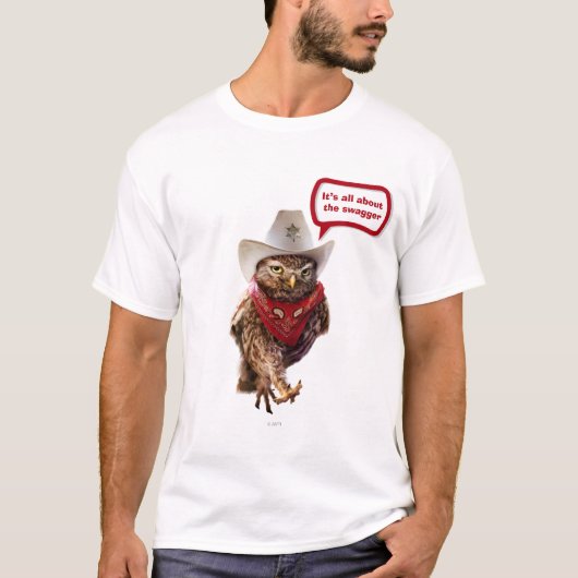 Krachtige Westerne Sheriff Owl met Attitude & Swag T-shirt (Voorkant)
