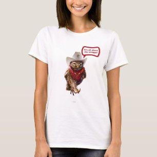 Krachtige Westerne Sheriff Owl met Attitude & Swag T-shirt