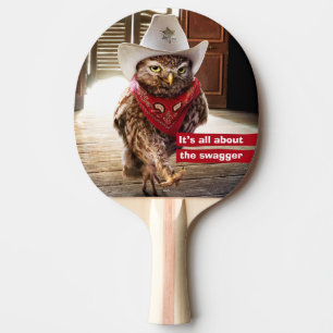 Krachtige Westerne Sheriff Owl met Attitude & Swag Tafeltennisbatje