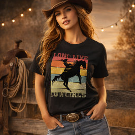 Krachtige Westerse Grafische Cowgirl Ridt Paard Ro T-shirt