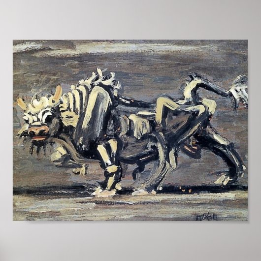 Krachtige 'White Ox 1' Schilderen door Lee Jung-se Poster (Voorkant)