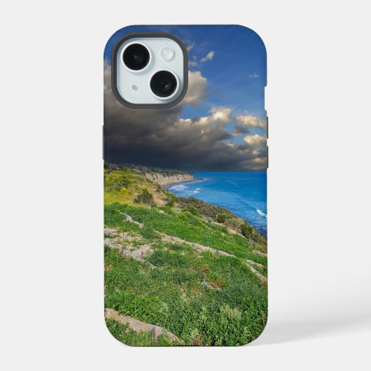 Krachtige wolken boven Point Dume iPhone 15 Case (Achterkant)