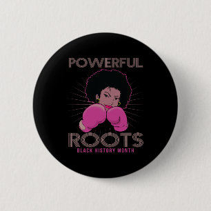 Krachtige wortels Black History Month Ik hou van m Ronde Button 5,7 Cm