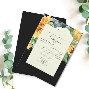 Krachtige Zomer Zonnebloem Zwarte Bruiloft Bridal Kaart