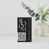 Krachtige Zwart-Wit Minimalistische QR-code Visitekaartje (Staand voorkant)