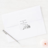 Krachtige Zwart-Witte Wilde Bloemen Vierkante Sticker (Envelop)