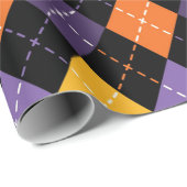 Krachtige zwarte en Oranje halloween stitching Cadeaupapier (Rol Hoek)