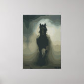 Krachtige zwarte hengst in beweging canvas afdruk (Voorkant)