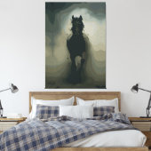 Krachtige zwarte hengst in beweging canvas afdruk (Insitu (Slaapkamer))