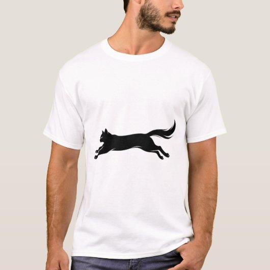 Krachtige Zwarte Kat Vector T-Shirt (Voorkant)