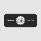 Krachtige Zwarte & Witte Naam & Logo Professioneel Naamplaatje (Voorkant)