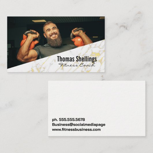 Krachtpatser die Kettle Bells optilt | Fitness Visitekaartje (Voorkant / Achterkant)