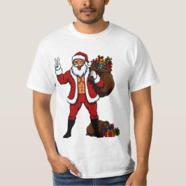 Krachtpatser Kerstman Vredesteken! Gescheurde Buik T-shirt