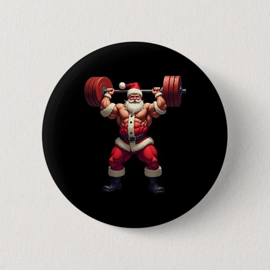 Krachttraining Kerstman Bodybuilder Kerst Fitnessc Ronde Button 5,7 Cm (Voorkant)