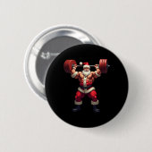 Krachttraining Kerstman Bodybuilder Kerst Fitnessc Ronde Button 5,7 Cm (Voorkant /achterkant)