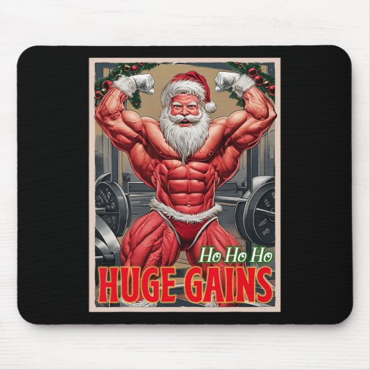 Krachttraining Kerstman Ho Ho Enorme Winsten Gewic Muismat (Voorkant)