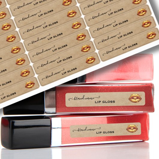 Kraft aangepaste lipgloss labels goud Lips