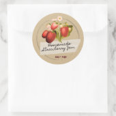 Kraft  aardbeienjam op maskerend tapelabel ronde sticker (Tas)