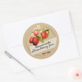 Kraft  aardbeienjam op maskerend tapelabel ronde sticker (Envelop)