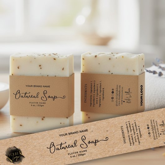 Kraft Add your logo Homemade Soap belly band label Uitnodigingen Wikkel