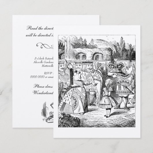 KRAFT Alice in Wonderland Tea Party Birthday Kaart (Voorkant / Achterkant)