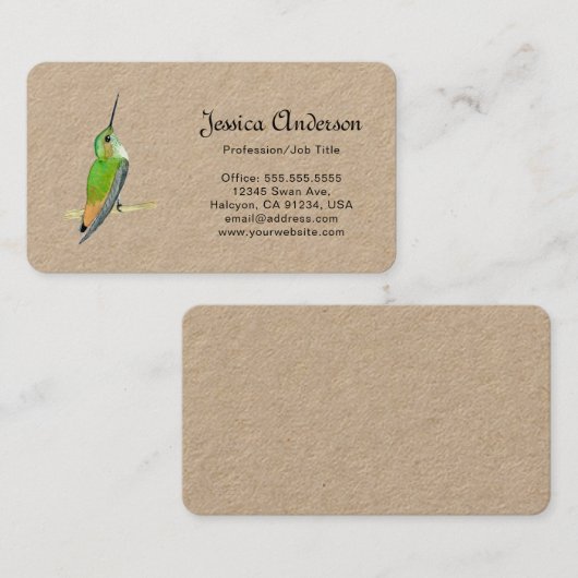 Kraft Allen's Hummingbirds Business Card Visitekaartje (Voorkant / Achterkant)