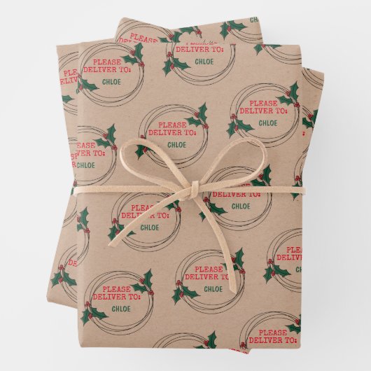 Kraft alsjeblieft voor, Gepersonaliseerd Kerstmis Inpakpapier Vel (In situ)