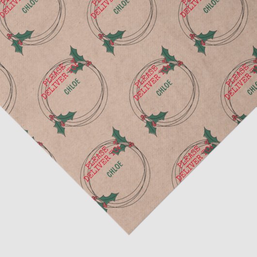 Kraft alsjeblieft voor, Gepersonaliseerd Kerstmis Tissuepapier (Detail)