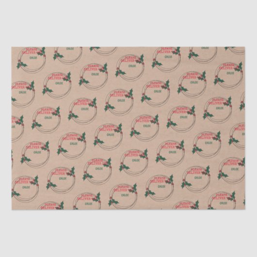 Kraft alsjeblieft voor, Gepersonaliseerd Kerstmis Tissuepapier (Voorkant)