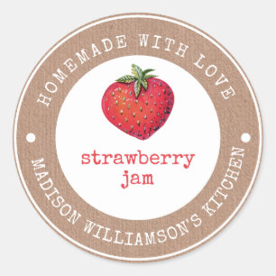 Kraft Ambachtelijk met Liefde    Aardbeienjam Labe Ronde Sticker