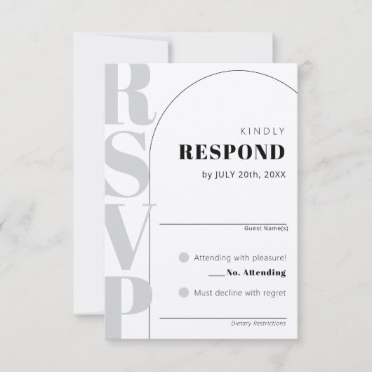 Kraft Ampersand Modern Arch Wedding RSVP Kaart (Voorkant)