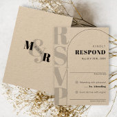 Kraft Ampersand Modern Arch Wedding RSVP Kaart