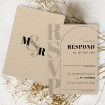 Kraft Ampersand Modern Arch Wedding RSVP Kaart