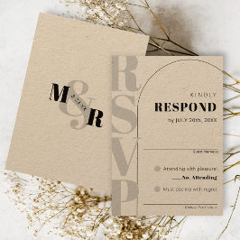 Kraft Ampersand Modern Arch Wedding RSVP Kaart