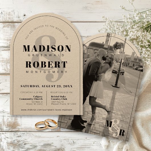 Kraft Ampersand Zwart & Wit Fotoboog bruiloft Kaart