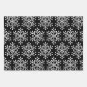 Kraft and Black Merry Kerstsnowflakes Stars Inpakpapier Vel (Voorkant 2)