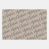 Kraft and Black Merry Kerstsnowflakes Stars Inpakpapier Vel (Voorkant)