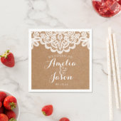 Kraft and Lace Wedding Napkins Vrijgezellenfeest Servet (Insitu)