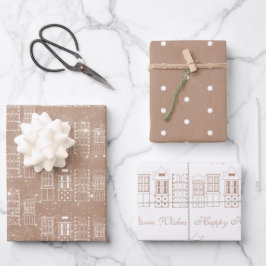 Kraft and White Modern Scandinavian Inpakpapier Vel