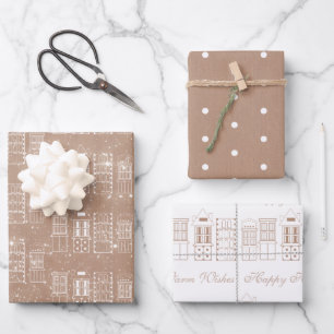 Kraft and White Modern Scandinavian  Inpakpapier Vel