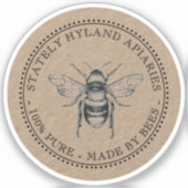 Kraft Apiary 100% puur gemaakt door bijen honing Sticker (Voorkant)