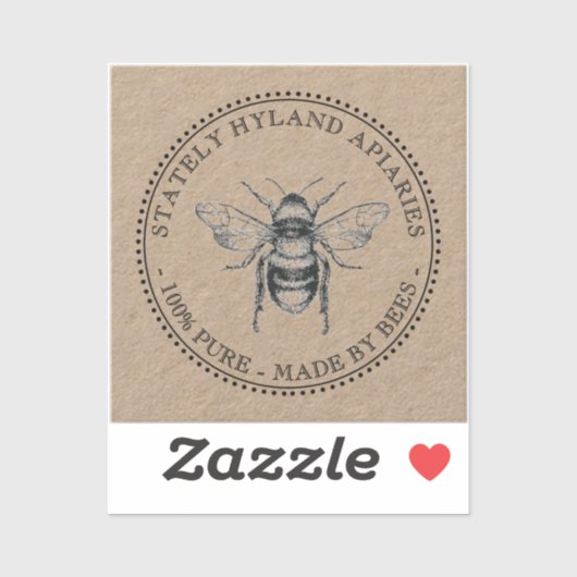 Kraft Apiary 100% puur gemaakt door bijen honing Sticker (Vel)